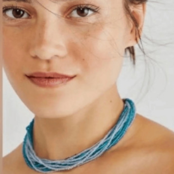 Free People Jewelry - 🌟💙Free People RARE Santa Fe Beaded Blue Choker Necklace NWT